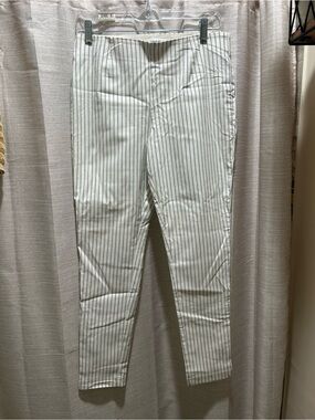 Calvin Klein White Pants with black Pinstripes